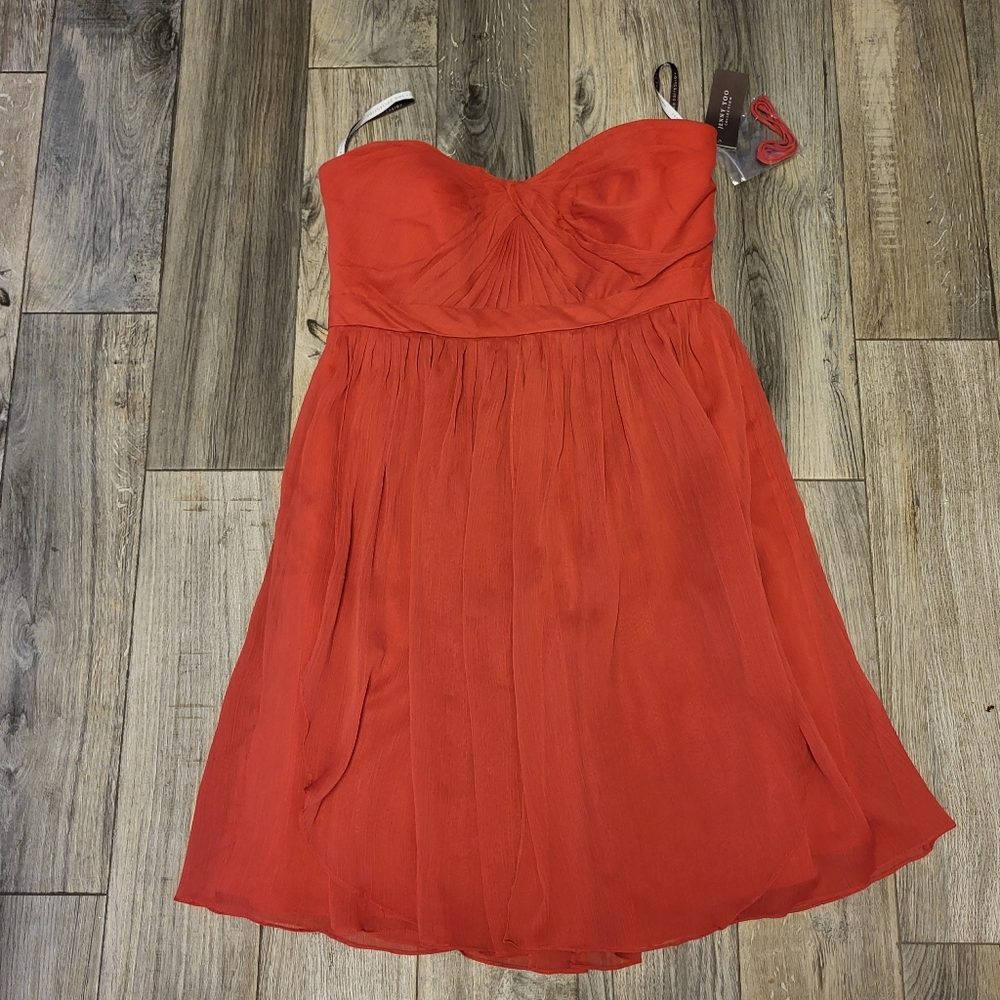 Jenny yoo nwt keira strapless bridesmade dress in guava Size 16